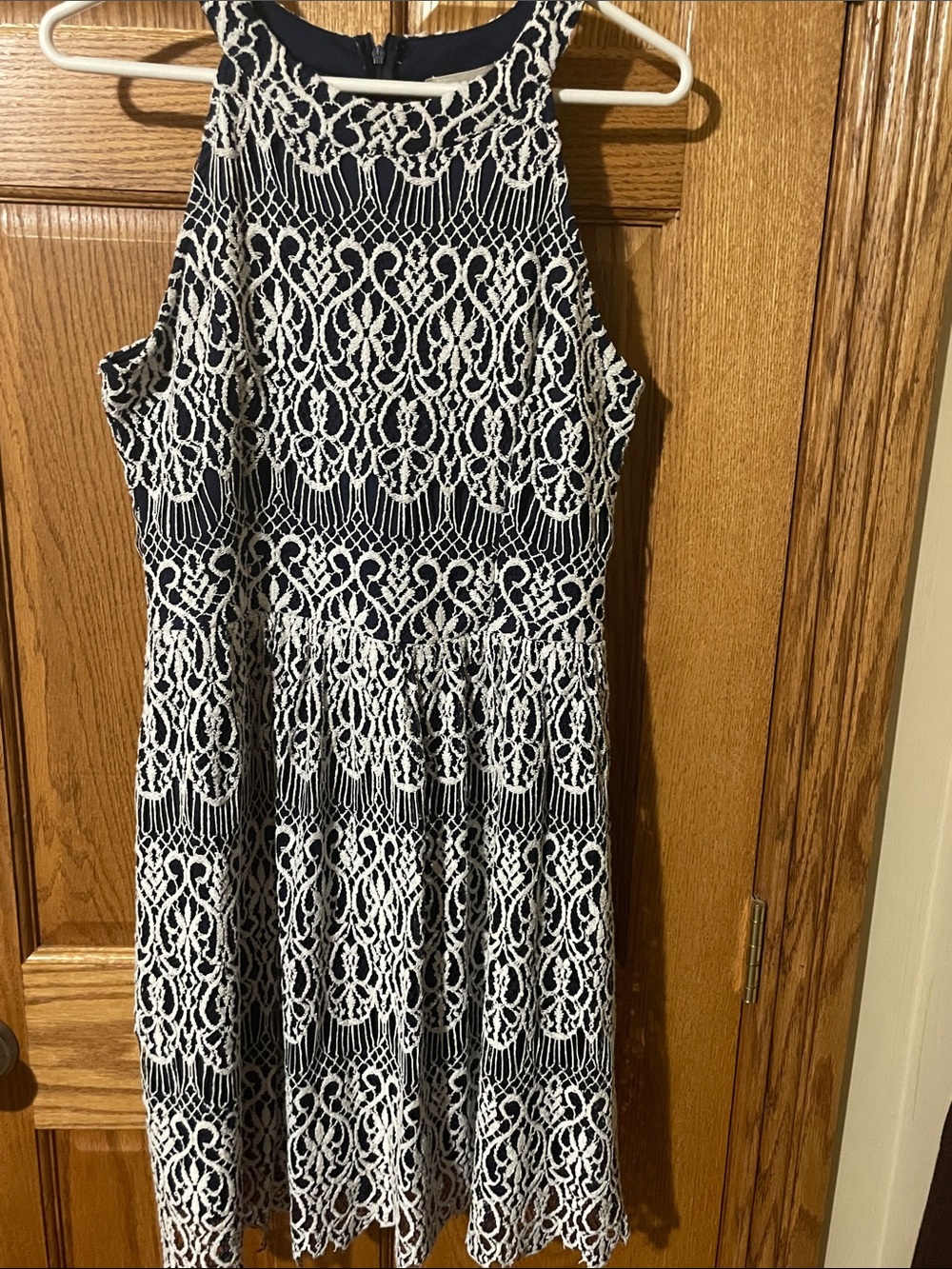 Alter’d State Women’s Navy and White Lace Overlay Dress